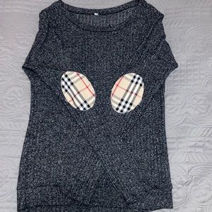 Elbow Plaid Detail Sweater
